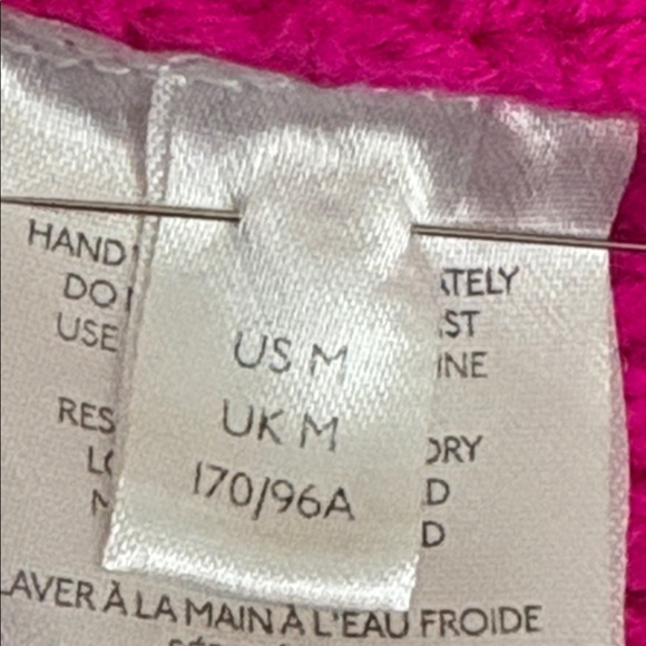 Maeve Anthropologie Sunny Cropped Cardigan Bright Pink Chunky Rib Knit Medium - Picture 6 of 8